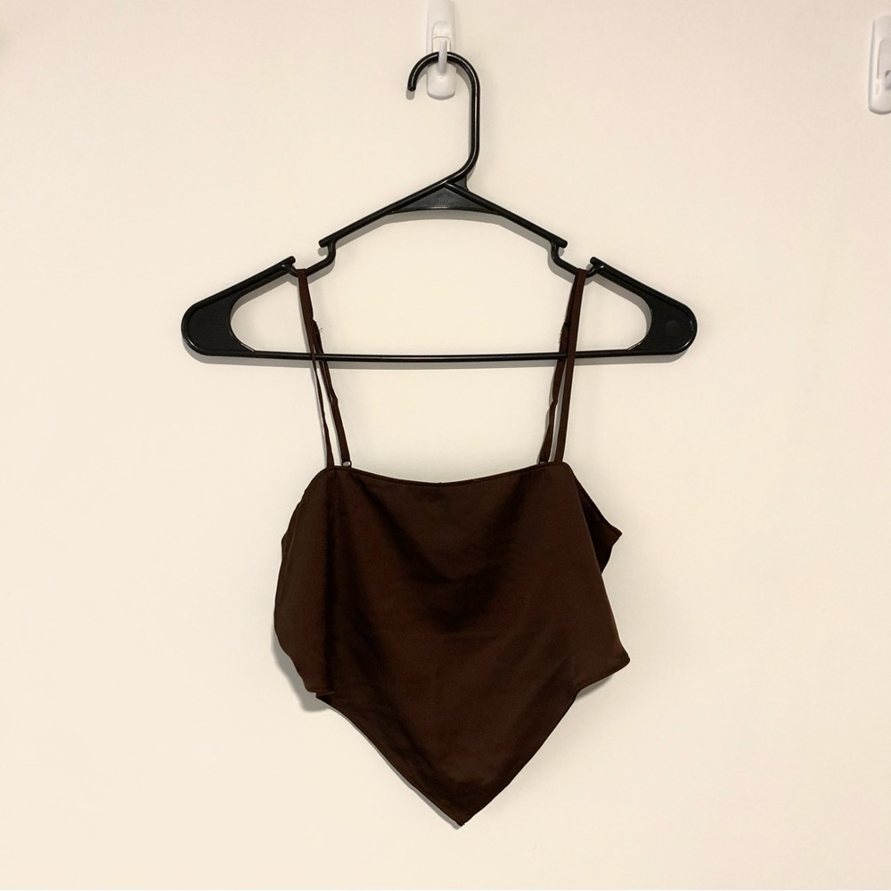h&m silky brown top